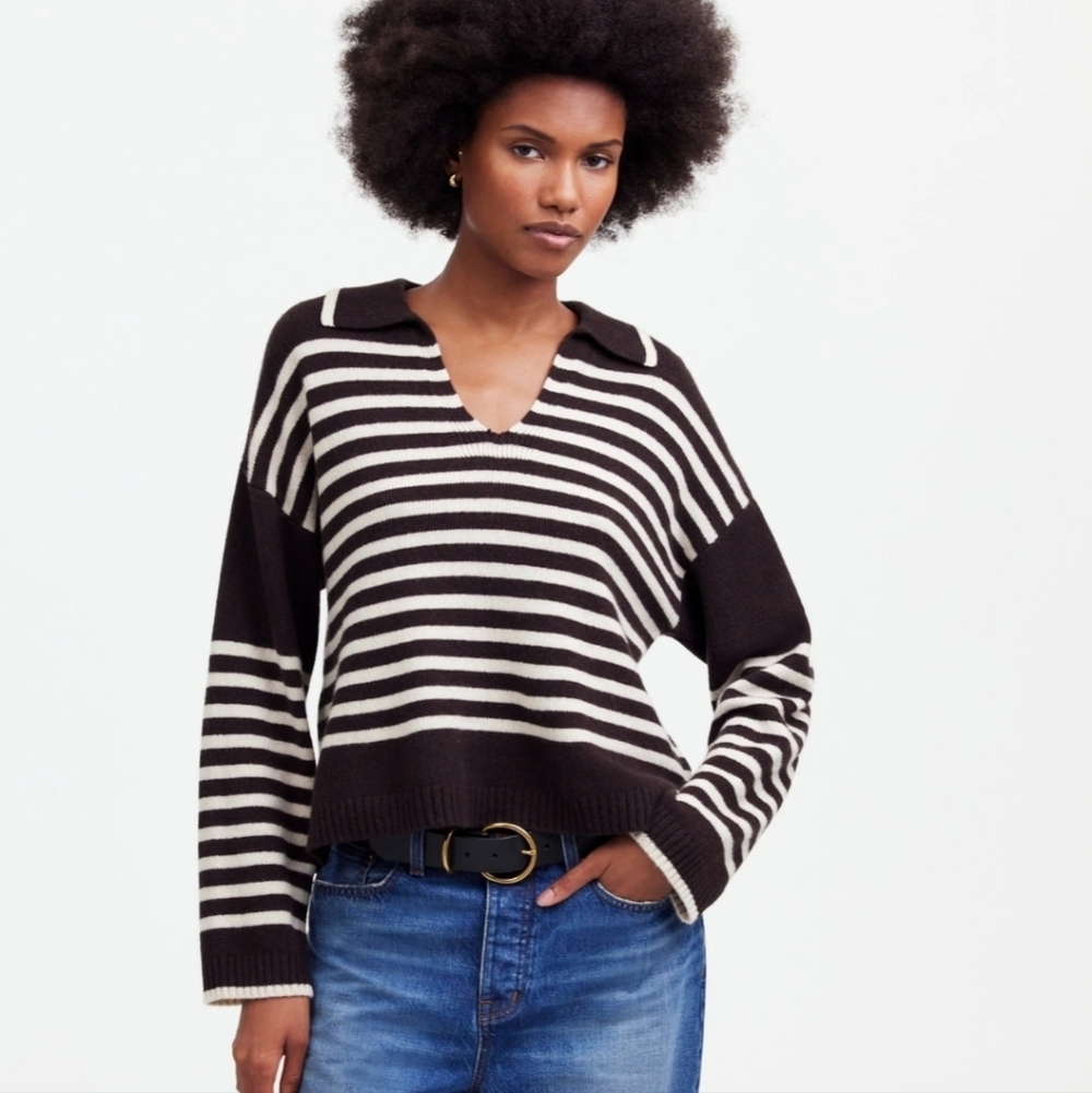 Madewell Cashmere-Wool Blend Polo Sweater NS669 NWT Sz XXS